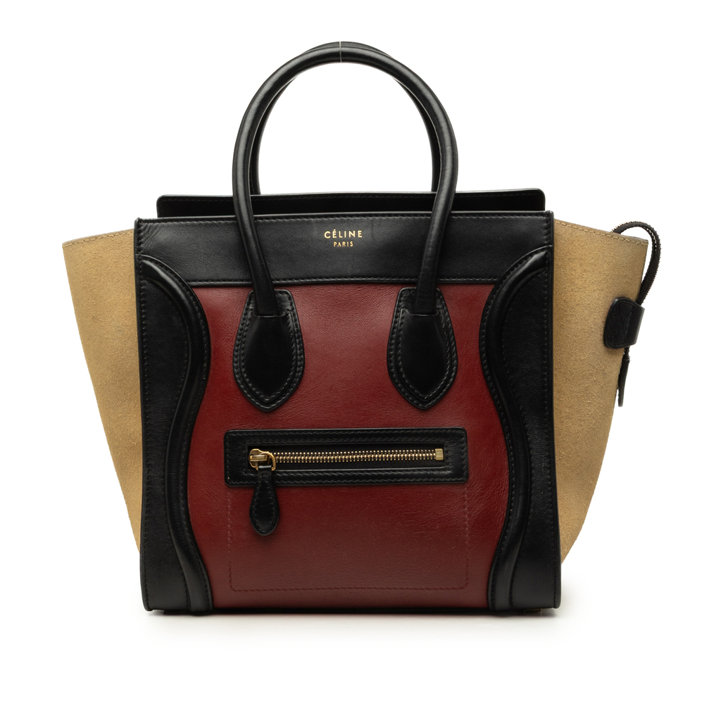 Pre-Loved Celine Micro Tricolor Calfskin and Suede Luggage Tote